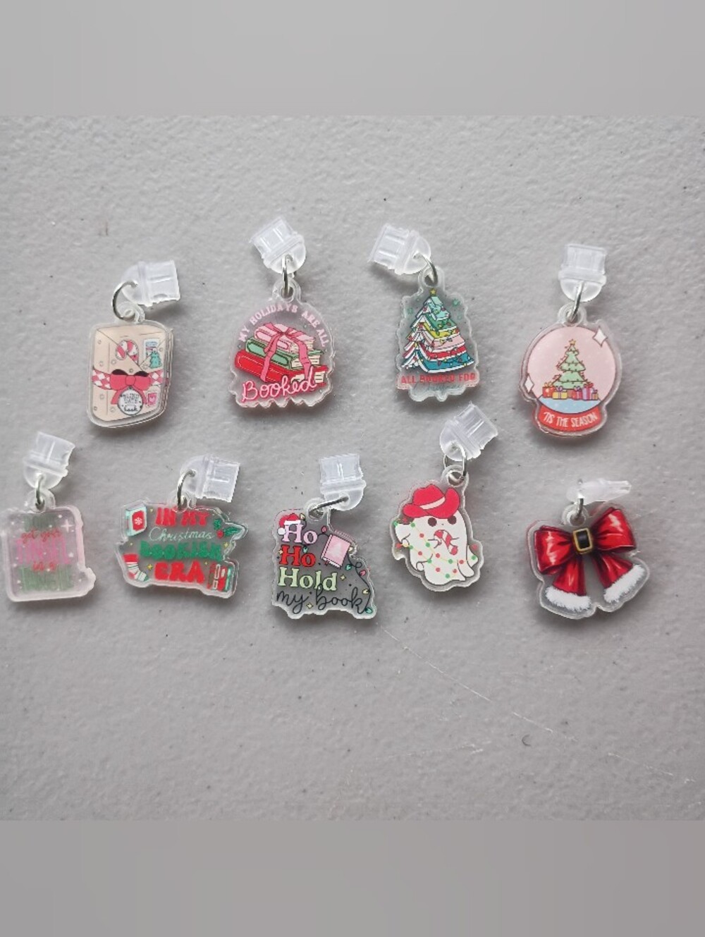 9 Piece Christmas Holiday Acrylic Phone Charms